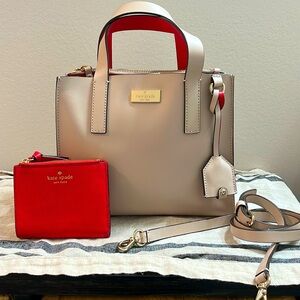 Kate Spade crossbody bag, including the strap and matching wallet.